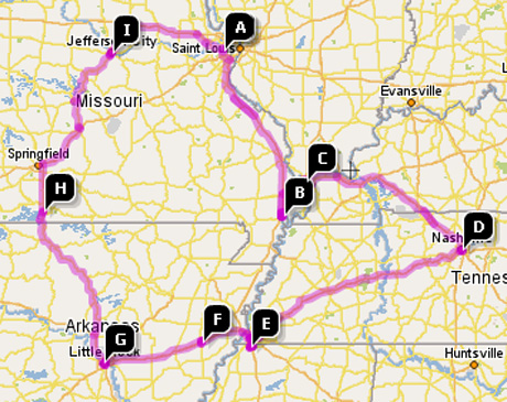 Ohio trip map