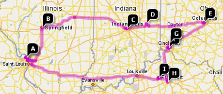 Ohio trip map